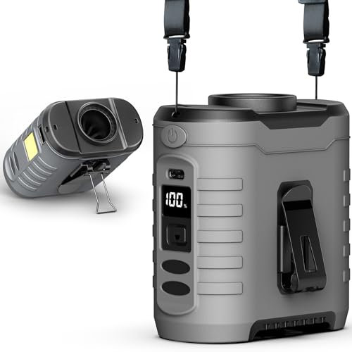 AirEase Ventilatore a Clip 6 in 1, Batteria 10.000 mAh, 5 Velocità, 8–40h di Autonomia, Ricarica USB, con Luce COB e Funzione Powerbank, Ideale per Esterni, Campeggio e Lavoro Estivo