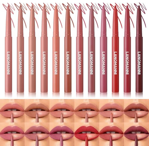 Set de 12 crayons à lèvres en velours mat, formule pigmentée à l'épreuve de l'eau, kit de maquillage lisse, crémeux et durable pour une définition précise et une couverture complète de la couleur