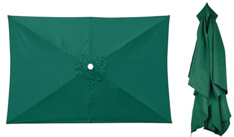 IGTOPS Toile de rechange rectangulaire à 6 nervures - 200 x 300 cm - Housse de rechange pour parasol - Sans support - Anti-ultraviolet - Tissu de rechange pour parapluie (vert foncé)