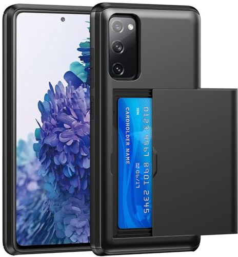 SZSSZSM Brieftasche für Galaxy S20 FE Hülle mit Kartenhalter, Schwarz | Verstecktes Kartenfach, Doppelwandiger Stoßfest, Schutz Nach Militärstandard, Rutschfest, Geeignet für Den Täglichen Gebrauch