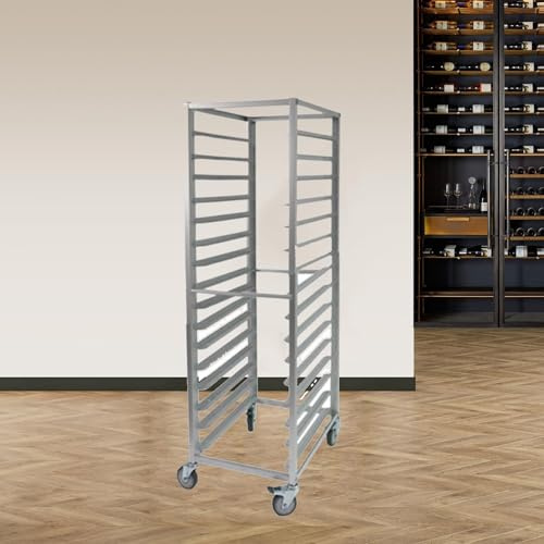 DUOAZJL Bun Pan Speed Rack, Aluminum Bakery Baking Tray Storage Cart with Wheels, Adjustable Shelves, for Kitchen Pizzeria Restaurant(15 tier)