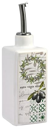 WALD Bottiglia olio in ceramica Kergres 250 ml con beccuccio dosatore antigoccia certificata uso alimentare per olio aceto e condimenti (OPERA 7)