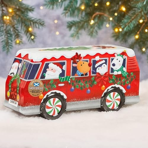 Christmas Camper Van Shortbread Biscuit Tin 320g – Traditional Scottish Butter Shortbread – Festive Gift, Collectible Tin, Perfect for Sharing