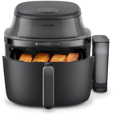 Philips Airfryer 5000 - Friggitrice ad aria con Vapore, 7.2L | Steamfry ad aria o vapore, cottura combinata, Pulizia automatica SteamClean, Finestrella, Ceramica PFAS Free (NA540/00)