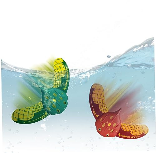 2er-Pack Stingray-Unterwassergleiter, kleiner Stingray-Gleiter mit verstellbaren Flossen, Schwimmen, Tauchen, Pool-Spielzeug, selbstfahrende lustige Wasserspiele für Kinder und Erwachsene (rot und gr