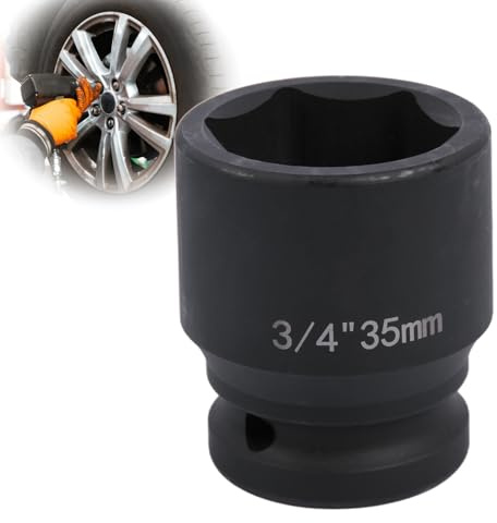 Llave de vaso hexagonal de 35 mm, llave de impacto de 3/4 de acero al cromo-molibdeno, para cambio de ruedas y taller
