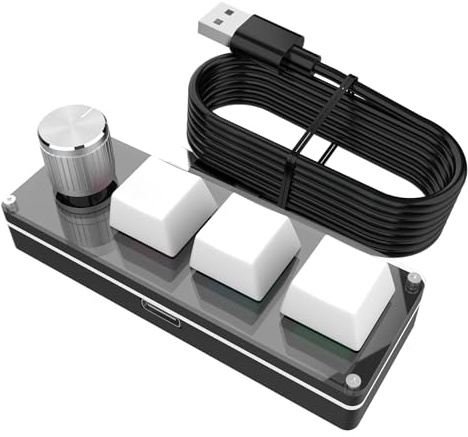 Generisch Macro Keyboard - Mechanical Macro Keypad | Programmable Keyboard | Custom Keypad with Knob | USB тype-c Plug and Play, Silent Mechanical Keys, Volume Control Diåĺ, Copy Paste Shortcuts