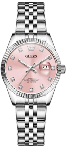 OLEVS Damenuhr Elegante Wasserdicht Klassische Frauen Uhr mit Quarzwerk, Modisches Design mit Datumsanzeige Leuchtzeiger Armbanduhr Damen Exquisites Design für Damen Schlicht Armbanduhren