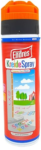 ENDRES KreideSpray mit farbigem-Deckel zum 360° Sprühen (Orange)