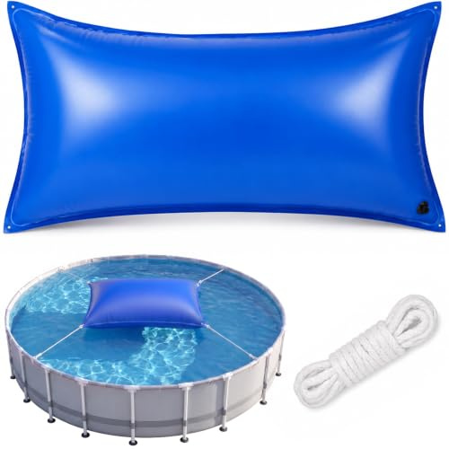 4M Poolkissen Rechteckig Set,1.2×4.5m Luftkissen Poolabdeckung für Winter | PoolKissen Abdeckung für Rechteckige & Runde Pools, Poolabdeckung Winter Zubehör mit Sicherheitsventil 4 Ösen 15m Seil