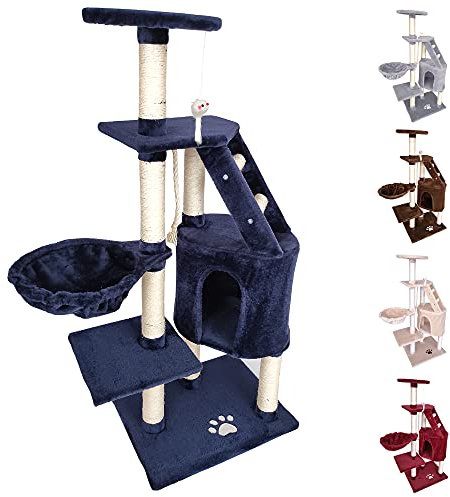 Beltom® Arbre à Chat griffoir grattoir grimpeur Aire de Jeux animalerie Chats 120 cm - Bleu