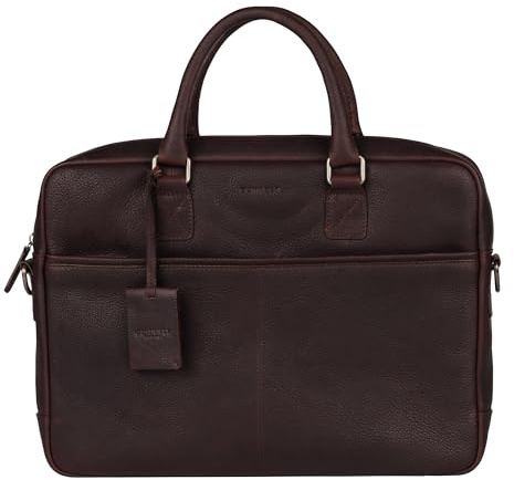 Burkely Fundamentals Antique Avery Reid Laptopbag Uni 15,6'' – Aktentasche aus Vollrindleder – Gepolstertes Laptopfach & Zwei Fronttaschen