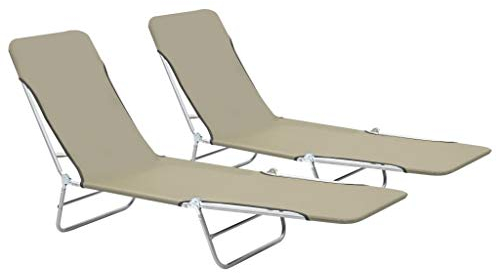 Festnight Klappbare Sonnenliegen | 2 STK. Liege Set Gartenliege | Klappliege Verstellbare Rückenlehne Max. bis 120kg | für Garten, Terrasse und Balkon 56 x 182 x 24,5 cm