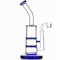 RORA 10 Glass Bongs Water Pipe Two Layer Honeycomb Glass Water Bongs with 14.5mm Quartz Bowl (blue)