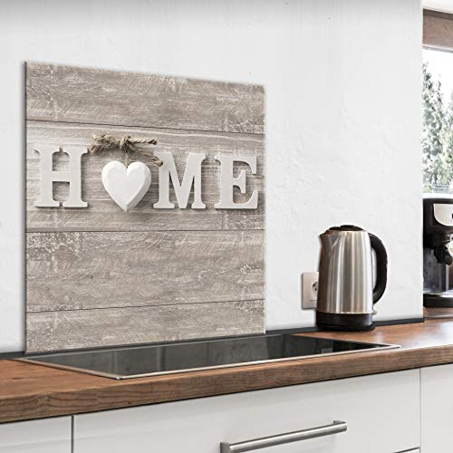 murando Spritzschutz Glas für Küche 60x60 cm Küchenrückwand Küchenspritzschutz Fliesenschutz Glasbild Dekoglas Küchenspiegel Glasrückwand Home Haus Holz - m-B-0056-aq-a