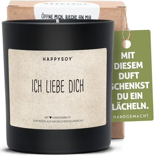 Ich liebe dich Soja Duftkerze im Glas mit Spruch - natürlich handgemacht - nachhaltig persönlich Geschenk Geschenkidee Partner Partnerin Jahrestag Hochzeitstag Geburtstag Danke sagen Dankeschön
