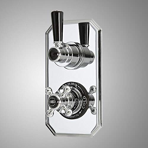 Milano Elizabeth Traditional 2 Outlet Concealed Thermostatic Mixer Shower Valve - Chrome Black