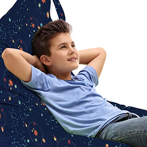 ABAKUHAUS Astrologie Unicorn Toy Bag Lounger Stuhl, Galaxy Mystic Universe, Hochleistungskuscheltieraufbewahrung mit Griff, Türkis Dunkelblau