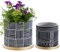 Olly & Rose Set di 2 vasi per piante di design neri con piattini dorati, in ceramica, per interni ed esterni, colore: nero