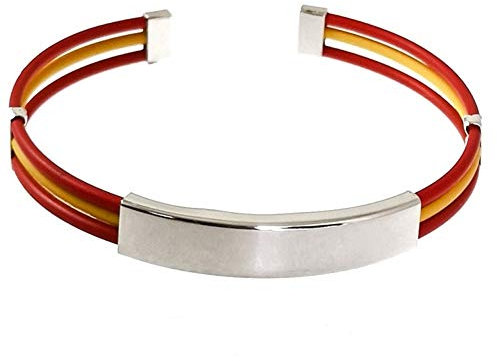 Minoplata Pulsera Bandera de España 65mm en Caucho y Plata de Ley