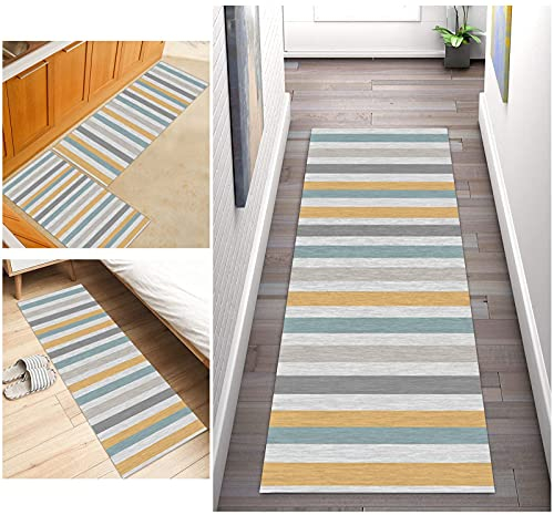 ZDYHMrj Teppich Läufer Flur Bunt Geometrisch TeppichLäufer rutschfest, Küche Läufer Teppich Polyester Waschbar für Flur, Küche, Schlafzimmer, Wohnzimmer, Breite 60cm/ 70cm/ 80cm/ 90cm/ 100cm/ 110cm