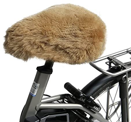 Hollert Lammfell Fahrradsattelbezug Cappuccino Fell Sattelüberzug Merino Schaffell