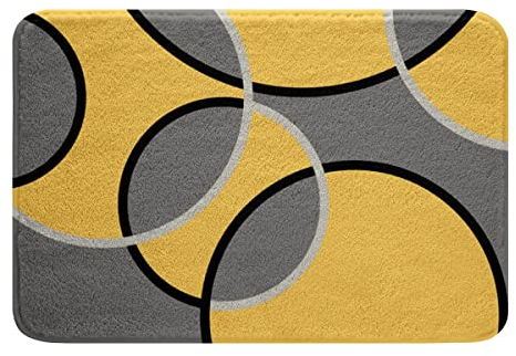 Loussiesd Geometrisch Weich Vlies Badteppiche Barclay Bögen Formen Polyester Badematte 40x60cm Jungen Modern Geometrie Dekor Badezimmerteppich Beschwingt Gelb Grau für Badezimmerboden Badvorleger