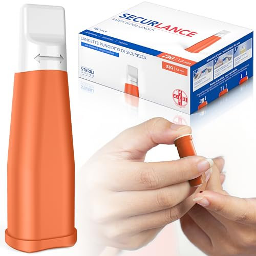 AIESI® Sterile Einweg-Lanzetten mit Sicherheitssystem und einziehbarer Edelstahlspitze nadel 23G SECURLANCE (Packung mit 100 stück)