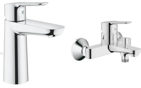GROHE BauEdge - Grifo de Baño y ducha, Cromo + BauEdge Grifo de Lavabo (Tamaño M, Cromo)