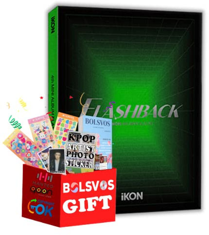 IKON - FLASHBACK [Green ver.] (4th Mini Album) Album+Pre Order Limited Benefits+BolsVos K-POP eBook (21p), 3EA BolsVos Stickers for Toploader, Photocards