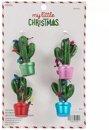 Mini-Weihnachtsbaumschmuck, Kaktus, 4 Stück