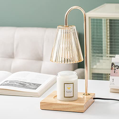 Topchances Electric Candle Warmer Lamp Dimmable Wax Melter Candle Warmer Lamp with Bulb Aromatic Candle Holders for Home Office Bedroom Living Room Gift (B Champagne)