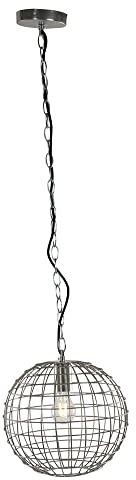 etc-shop Hängeleuchte Retro silber Esszimmerlampe hängend Käfig Kugellampe Gitter, Metall, 1x E27 Fassung, DxH 30 x ca. 108 cm