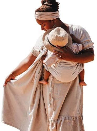 Hoppediz Ring-Sling, Baby-Tragetuch ab Geburt, 100% Bio-Baumwolle, Design Djerba