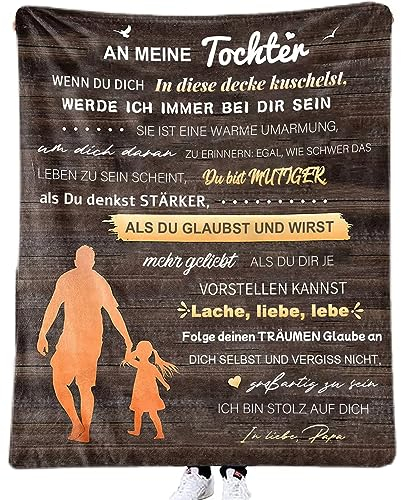 ACCZ Kuscheldecke Flauschige Personalisierte Decke Geschenke Papa An Meine Tochter, Vater für Töchter Luftpost Positiv Ermutigen Decke(deutsch), Super Weiche Decke Flanell, 150x200cm