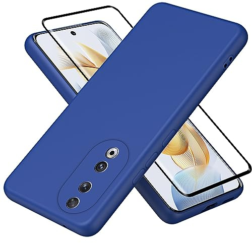 GEJEFA Funda para Honor 90 con Cristal Templado, Resistente Funda TPU Protectora e Anti-Scratch Blando Carcasa Honor 90, Azul