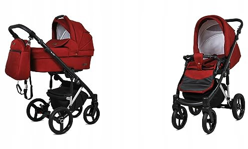 BabyLux® Kinderwagen Set 2 in 1 - UZO - incl. Babywanne, Buggy Sportsitz - Kinderwagenset - Kombikinderwagen mit Wickeltasche, Regenschutz, Moskitonetz, Cupholder usw.