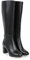 OTMYIGO Stivali Western da Donna Cowboy Cowgirl PU Cerniera Laterale Stivali Alti al Ginocchio Autunno Inverno Tacchi Alti Stivali da liberazione Caldi e accoglienti,Nero,44