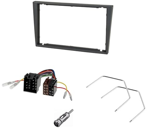 Audioproject A386.2 – 10 – Set di mascherina autoradio 2 DIN compatibile per Opel Agila Astra Corsa C Combo Omega Vectra Meriva Vivaro Zafira Suzuki Radio adattatore antenna sblocco grigio fumo