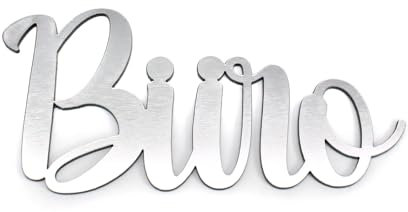 Dekolando Schriftzug BÜRO silbergrau Kunststoff Türschild Schild selbstklebend Buchstaben wetterfest Türdeko (Büro)