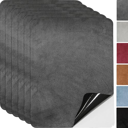 Tessuto in microfibra autoadesivo, 6 pezzi, 20 x 30 cm, autoadesivo, effetto pelle scamosciata (grigio scuro)