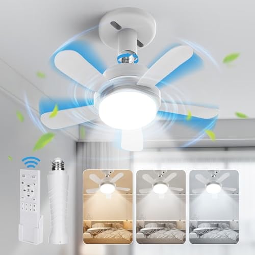 Ventilatore da Soffitto con Luce, BLITZWILL Ø38cm Mini Ventilatori da Soffitto Silenziosi con Telecomando e Illuminazione a LED, 6 Velocità, 3 Colori Dimmerabili, Estate-Inverno, Attacco E26/E27,Timer