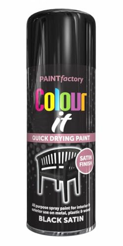 AlezyB - Black Satin 400ml All Purpose Spray Paint | Use on Metal, Wood, Plastic and Multipurpose Aerosol Professional Quality Perfect Finish, for Interior Exterior and Excellent Coverage