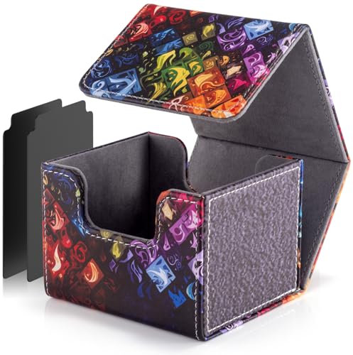 JoyHood Deck Box per carte YGO con 2 separatori di carte di alta qualità, contiene 110 + singole carte da collezione, scatola di carte compatibile con TCG/OCG/MTG (griglia elementare essenziale)