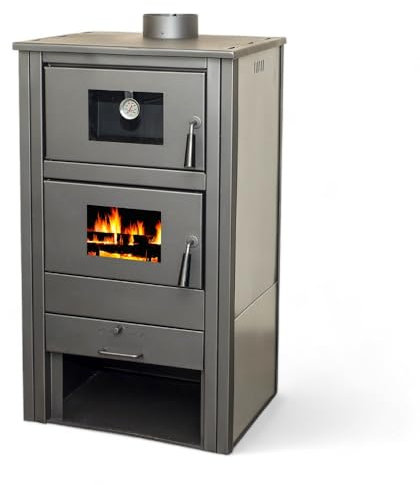 Briconess.com Stufa riscaldamento a legna 12 Kw in acciaio con forno