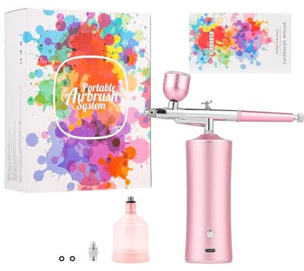 Kit de aerógrafo portátil inalámbrico recargable para maquillaje, equipado con manguera,rot,para Maquillaje, Nail Art, Pastel, Pintura de Tartas y Pintura de Maquetas