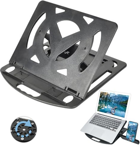 Zliger Laptop Ständer mit 360° Drehteller, Faltbarer Laptop Stand aus Technische Kunststoffe Ergonomischer, Verstellbar Laptop Stand, Ergonomischer, Belüfteter für Teamarbeit