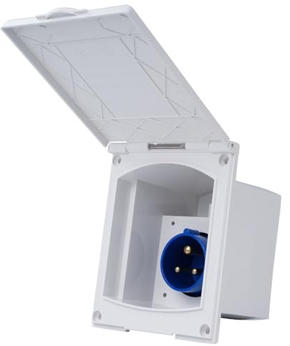 Jadeshay Enchufe para Caravanas,16A 220V-240V CEE Industrial Enchufe de Alimentación 3 Pines Reemplazo de Enchufe de Superficie para Externo Remolque de Caravana y Acampar al Aire