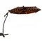 Sombrilla solar LED para patio con botón de inclinación/manivela de 2,7 m con luz marrón, sombrilla de mercado para jardín, césped, terraza, patio trasero y piscina