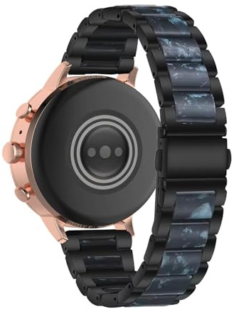 18mm Harz Edelstahl Armbänder für Fossil Women's Charter HR Armband, mit Metall Schnalle Buntes Mode Damen Herren Ersatzarmband Kompatibel mit Fossil Women's Charter HR Uhrenarmband